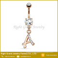 316L Surgical Steel Material Alphabet Letter Dangling Navel Belly Ring Piercing Jewelry